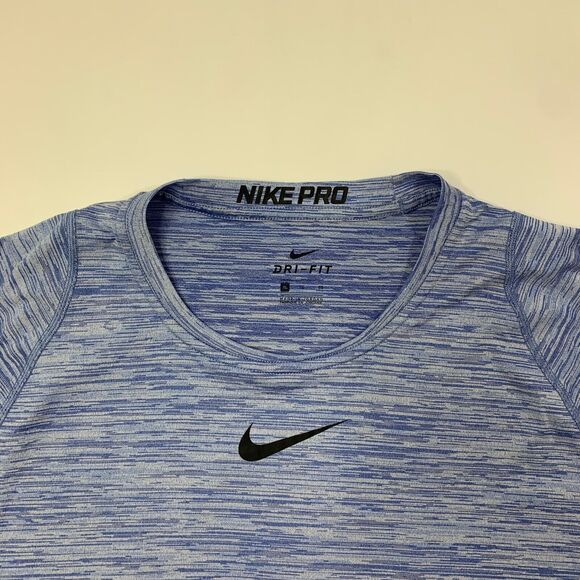 Nike Pro T Shirt Mens XL Extra Large SLIM Fit Blue Spacedye Dri Fit Training Gym - Picture 4 of 12